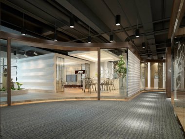 3D render modern çalışma ofis