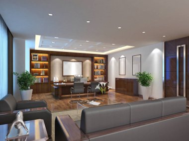 3D render modern çalışma ofis