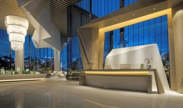 Render Hotel Luxo Lobby Recepção — Fotografia de Stock