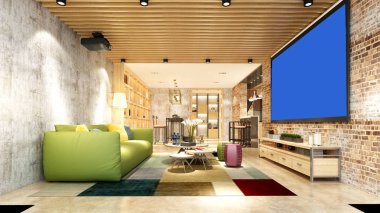 Oturma odasının 3D görüntüsü