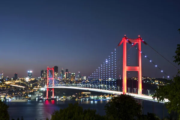Bosporus Brücke Istanbul Bei Nacht — Stockfoto