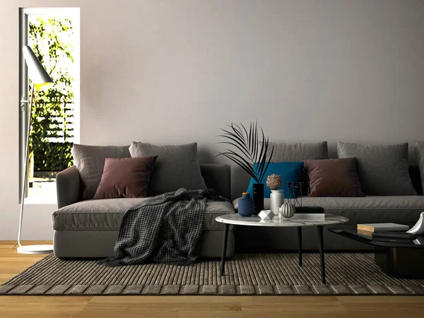 Render Sofa Und Couchtisch — Stockfoto