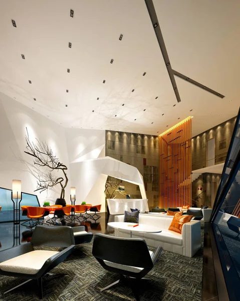 Render Luxury Hotel Reception Lobby — Stock Photo, Image