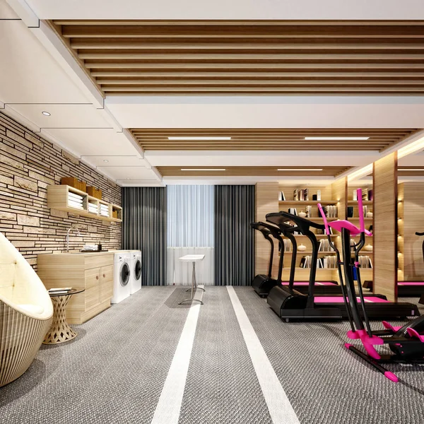 Render Fitness Sport Room — Stock Photo, Image