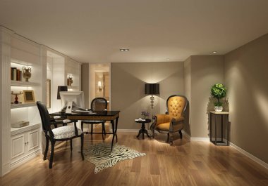 çalışma odası 3D render
