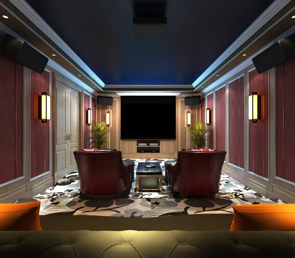 3d render home theater room