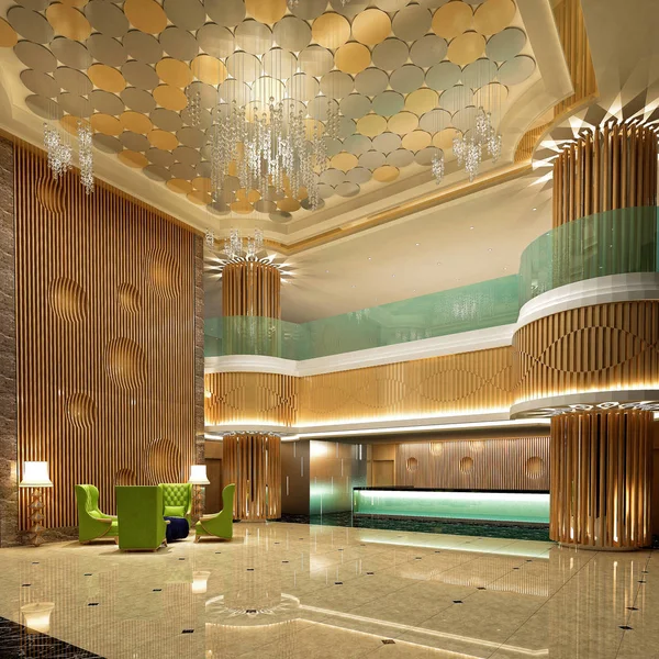 Rendere Hotel Lusso Reception Hall — Foto Stock