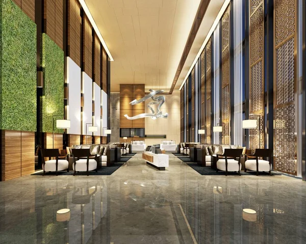 Rendern Luxus Hotel Lobby — Stockfoto