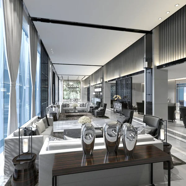 Render Luxury Hotel Lobby — Stock Photo, Image