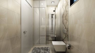 Lüks banyonun 3D görüntüsü