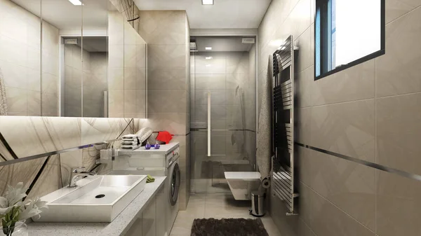 Renderizado Baño Lujo Moderno — Foto de Stock