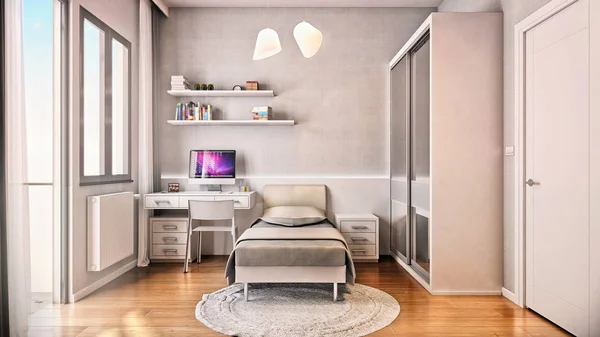 3d render of modern home bedroom