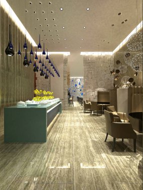 Cafe restoranının 3D görüntüsü