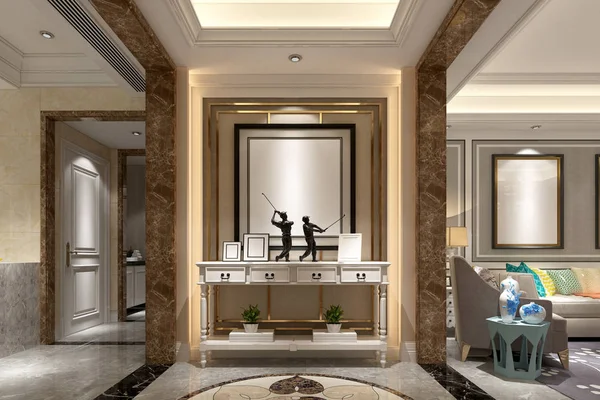 3d render of neo classic home interior