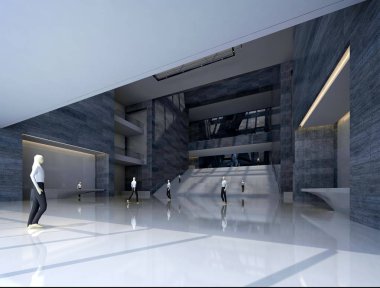 Bina giriş resepsiyonu 3d render