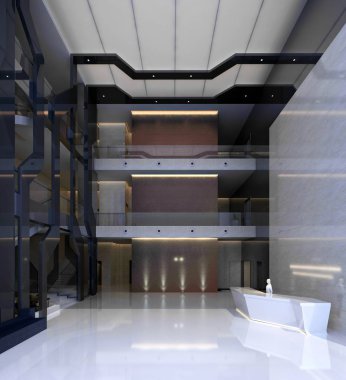 Bina giriş resepsiyonu 3d render
