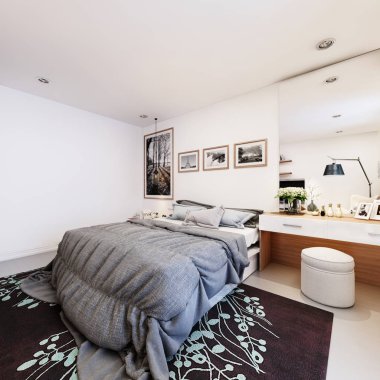 3D lüks otel odası.