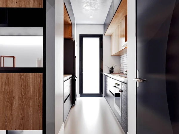 Rendering Moderne Küche Und Esszimmer — Stockfoto