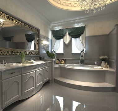 Lüks banyonun 3D görüntüsü