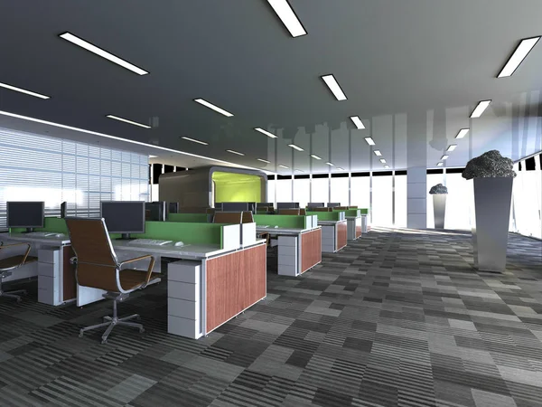 Renderizar Espacio Trabajo Sala Oficina — Foto de Stock