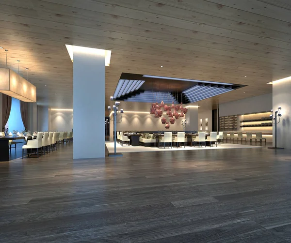 Rendering Von Hotelrestaurant Und Speisesaal — Stockfoto