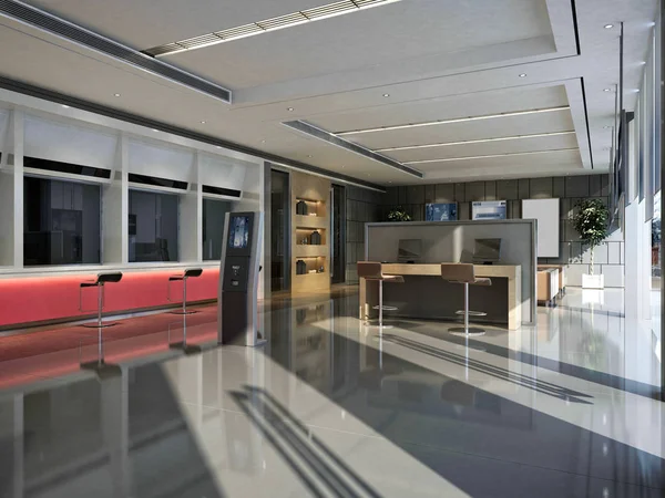 3d render of bank interior and counter