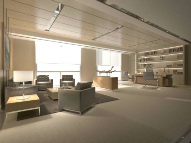 3d render çalışma alanı, ofis odası