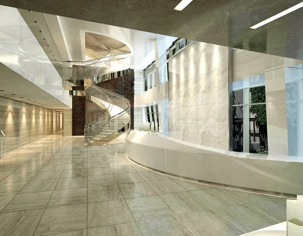 3d render lüks otel resepsiyonu