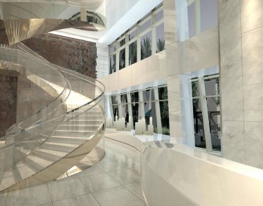 Modern otel iç 3d render