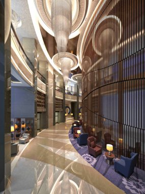 Modern otel iç 3d render