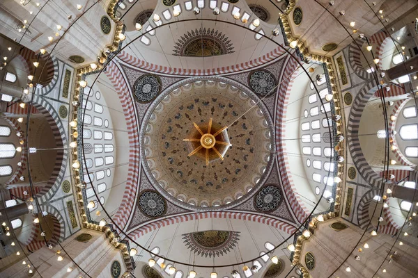 Ceiling view of Suleymaniye Mosque in Istanbul, Turkey