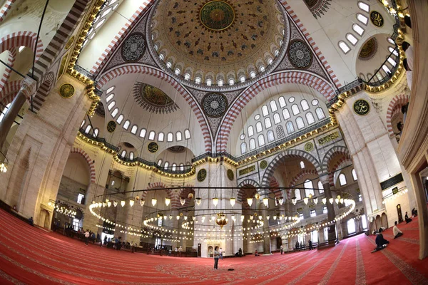 Moschea Suleymaniye Vista Interna Dopo Restauro Istanbul Turchia — Foto Stock