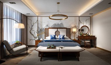 neo klasik otel odası 3d render