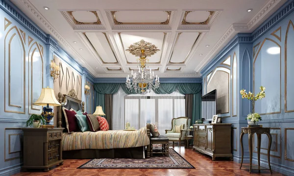 Neo Klasik Otel Odası Render — Stok fotoğraf