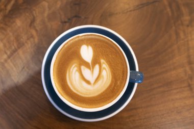 En üstten mükemmel kahve Cappucino manzarası