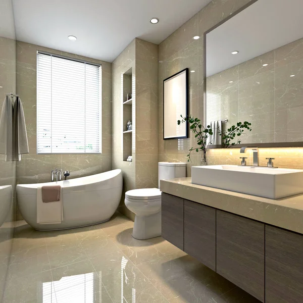 Render Luxury Bathroom — Stock Photo, Image