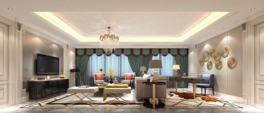 Oturma odasının 3D görüntüsü