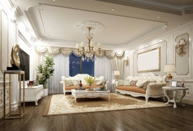 Oturma odasının 3D görüntüsü