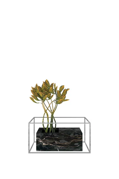 Візуалізація Квітів Мармуровому Горщику — стокове фото