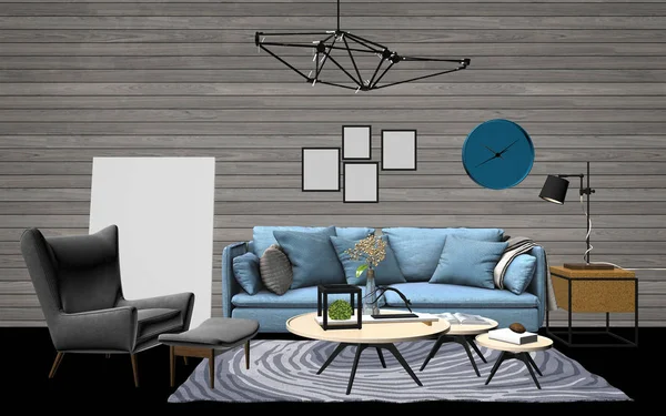 Rendering Von Wohnzimmer Dekor Set — Stockfoto