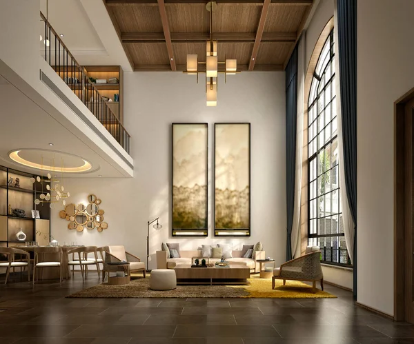 Render House Living Room — Stock Photo, Image