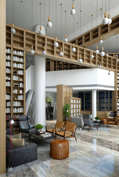 3D рендеринг современного офисного интерьера