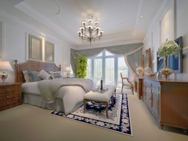 Otel odasının 3D görüntüsü