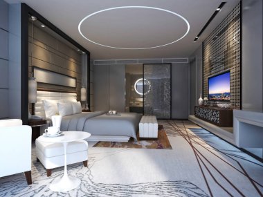 Otel odasının 3D görüntüsü