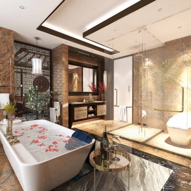 3D render modern banyo