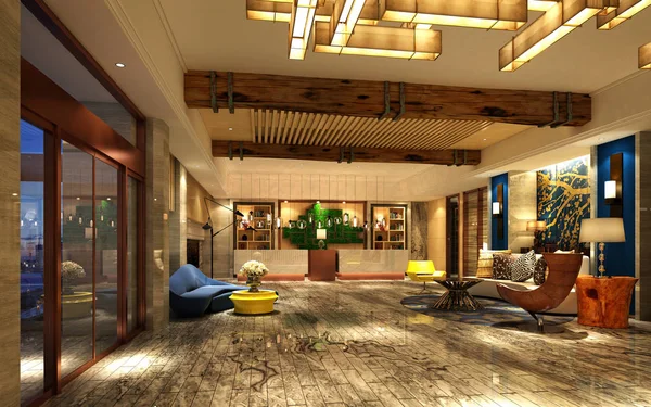 Rendering Della Hall Della Reception Dell Hotel — Foto Stock