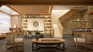 3D lüks ahşap ofis iç mimarisi