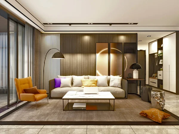 Renderizado Interior Casa Lujo — Foto de Stock