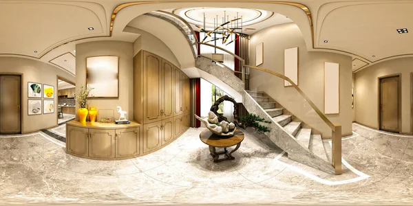 Vykreslení Interiéru Luxusního Domu — Stock fotografie