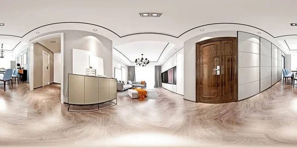 360 Stopni Luksusowego Wnętrza Domu Renderowania — Zdjęcie stockowe
